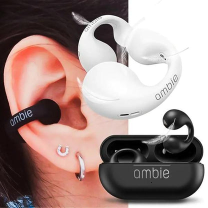 Ambie Sound Earcuffs – Open-Ear Bluetooth Earbuds with Mic, 6Hr Playtime, Clip-On Design