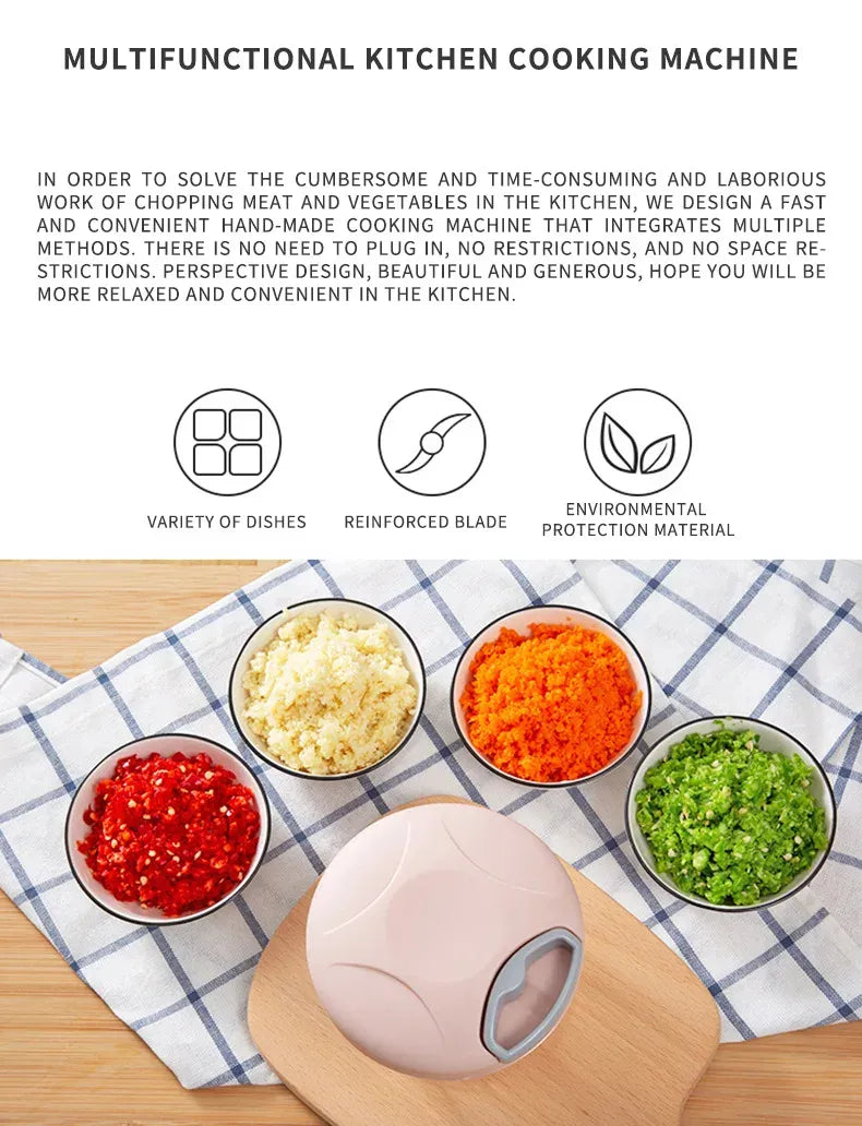 Manual Vegetable Cutter & Chopper – 5 Blades