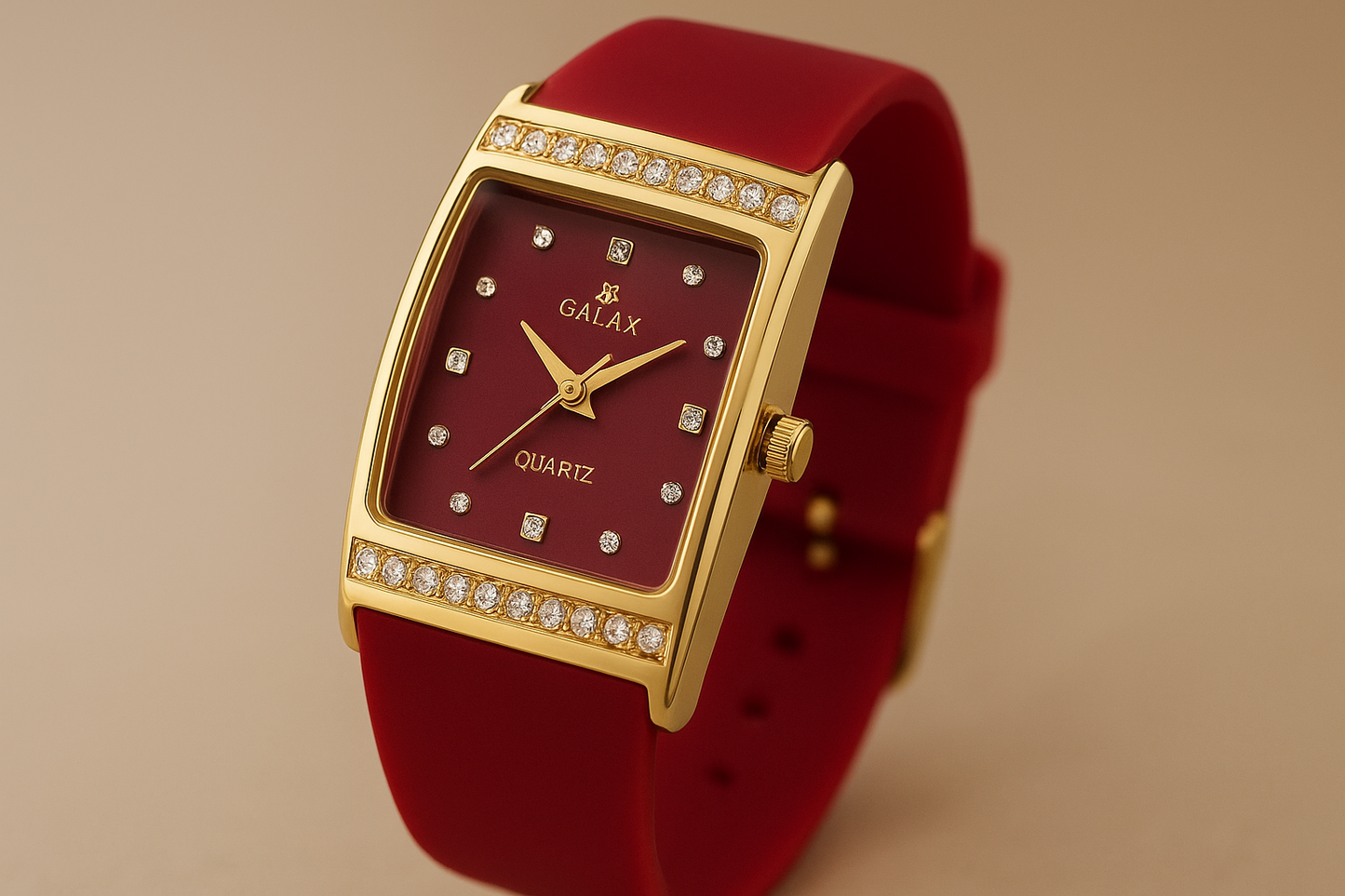 Silicon Band Stainless Steel Case Diamond Watch