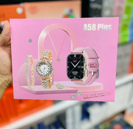 A58 Plus Smart Watch and Jewellery Combo
