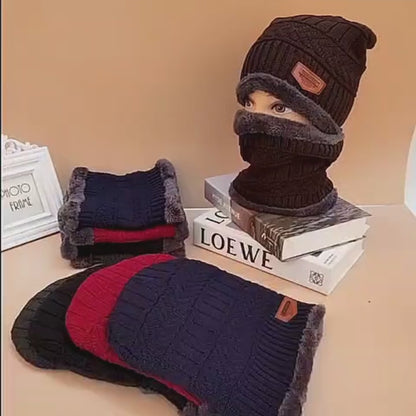 Winter Wool Cap & Neck Warmer Set – Blue